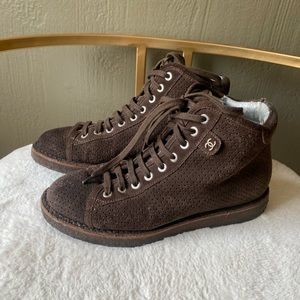 CHANEL suede combat boots